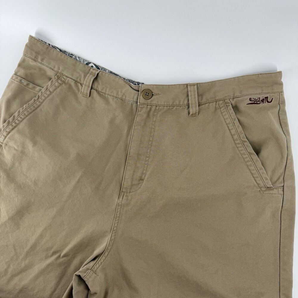 Vintage Y2K Quiksilver Khaki Chino Shorts Men 40 Surf Skate Beach Cotton 90s